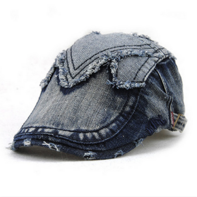 female male funny denim french hat beret do old distress vintage hat retro duckbill hat women men newsboy bone flat peaked cap
