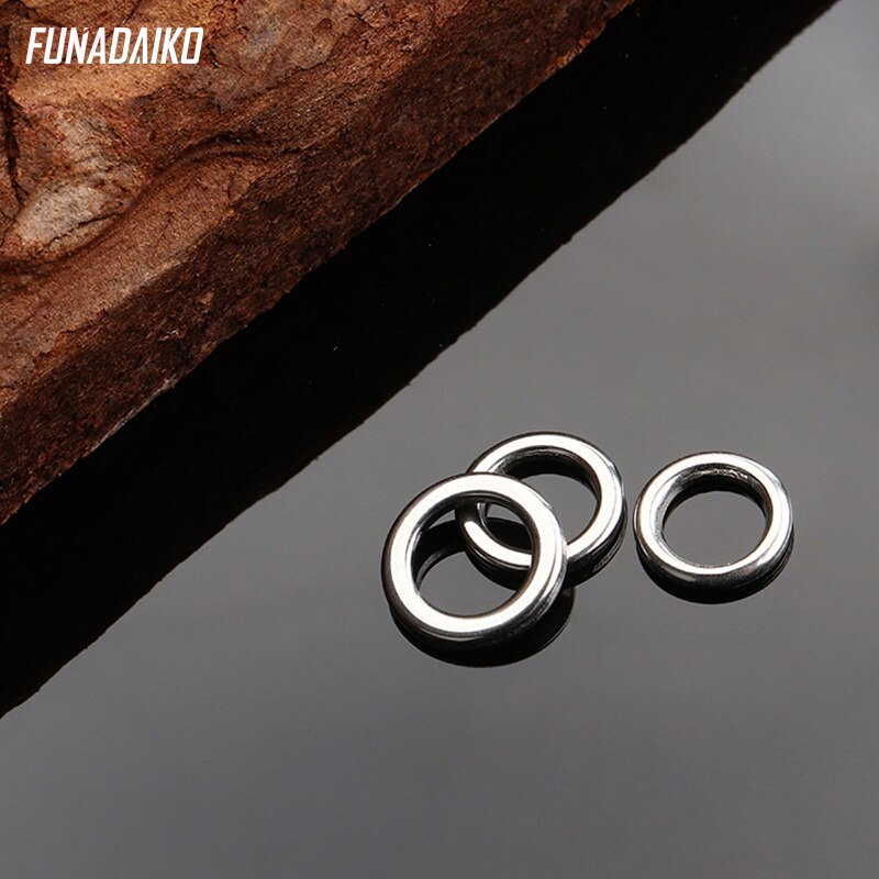 Funadaiko rostfritt stål fiske solid ring o ringar platt fiske vrid knut lock fiske solida ringar tillbehör