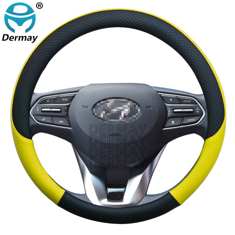 Voor Hyundai Palissade Auto Stuurhoes Lederen Anti-Slip 100% Dermay Auto Accessoires: YELLOW