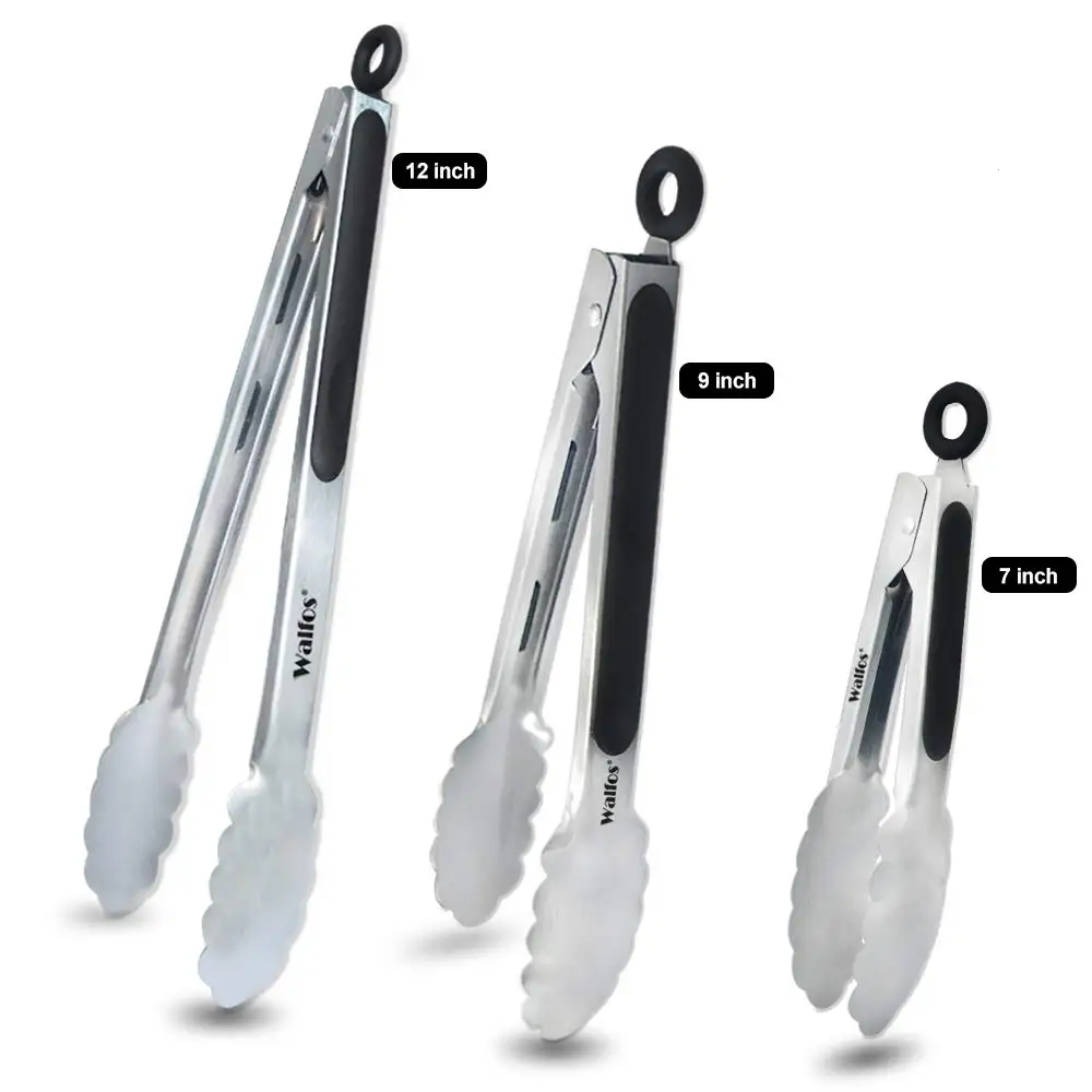 Walfos Bbq Grillen Tong Salade Serveren Voedsel Tang Roestvrij Staal Metalen Keuken Tang Barbecue Koken Vergrendeling Tang Voedsel Bbq Clip: Donkergrijs