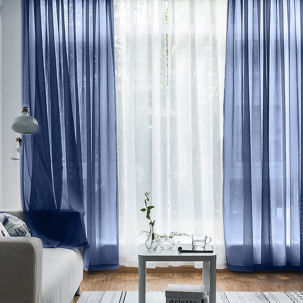 Moderne fenster tüll vorhänge für wohnzimmer schlafzimmer Organza Schleier vorhänge Hotel Dekoration blau weiß rosa grau schier vorhänge