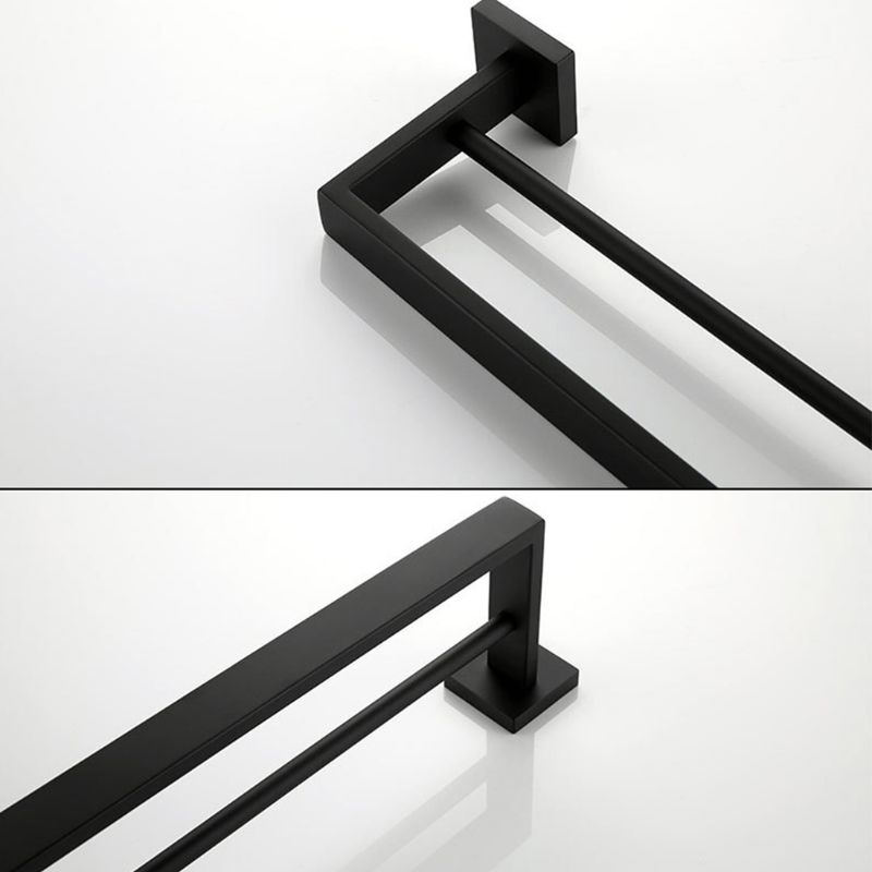 Badkamer Dubbele Handdoek Bar Wall Mount, Sus 304 Roestvrij Staal Mat Zwart