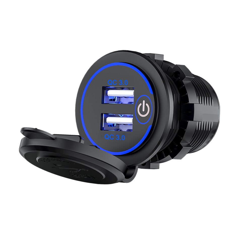 12V-24V Dual Usb-poorten Motorfiets Sigarettenaansteker Charger Met Led Digitale Voltmeter Meter Monitor Auto lader: New Blue