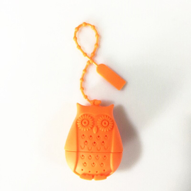 Roliga tecknade tetillbehör söt uggla tesil tepåsar av livsmedelskvalitet silikon lösblad te infuser filter diffuser: Orange