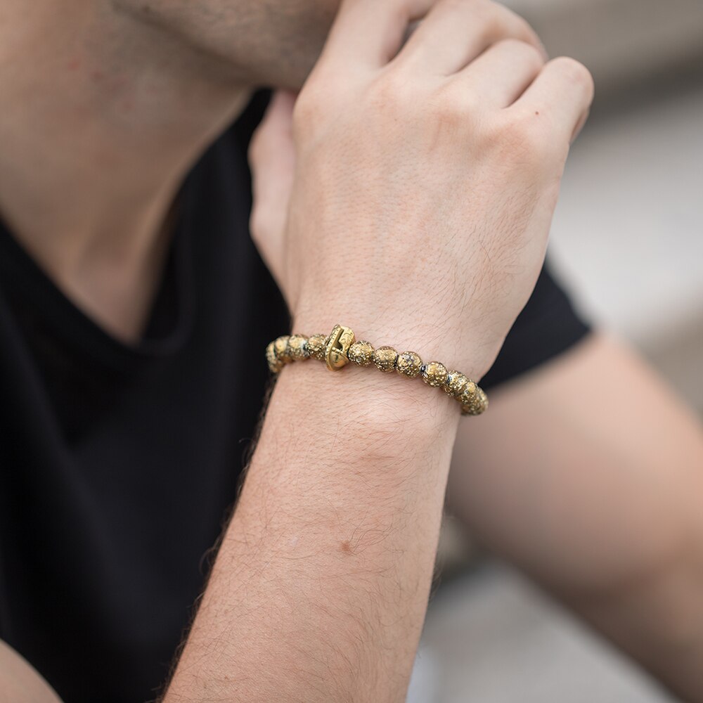 Efi dok rzymski rycerz spartański wojownik gladiator kask bransoletka skały wulkaniczne kamienny koralik bransoletka regulowana elastyczność bransoletka