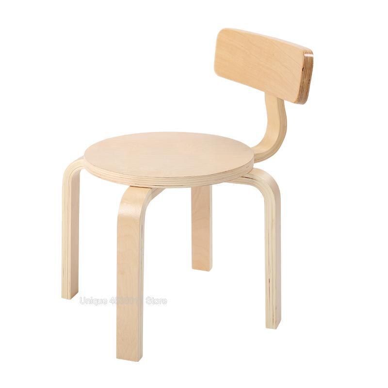 Børns studiebord og stol skammel massivt træ stol børnehave baby studiebord og stol farve skammel: Farve 6