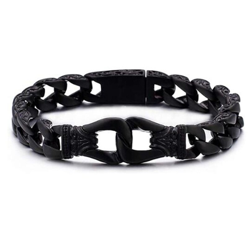 Männer Edelstahl Punk Rock Armband Totem Retro Armband: Black