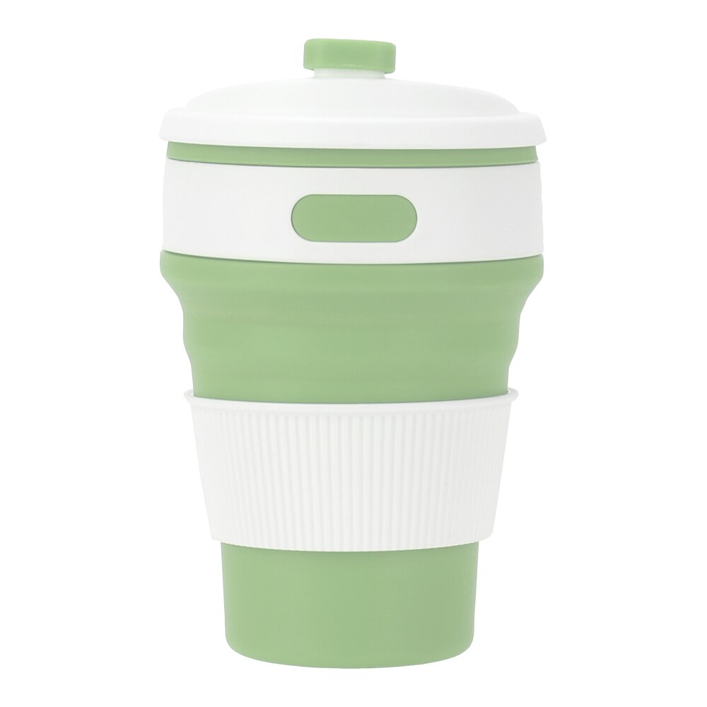 Silicone Travel Cup Coffee Mugs Drinking Ware Mug Folding Water Cups BPA FREE Portable Collapsible Food Grade Tea Coffee Cups: Green  