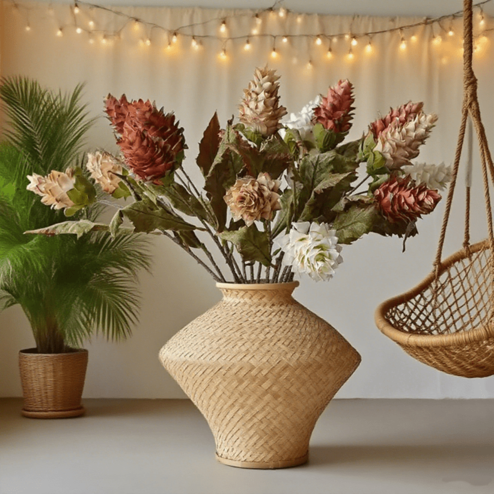 2pcs- Artificial Ginger Flower Bouquet Plastic Realistic Floral Arrangement Wedding Christmas And Halloween Artificial Plants