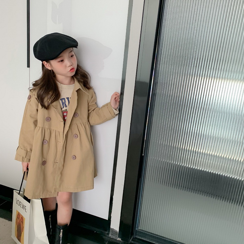 koreanische Stil Neue Frühling Mädchen Graben Khaki Lange Ärmel Mantel Nette Stil Outwear Kinder Kleidung E067