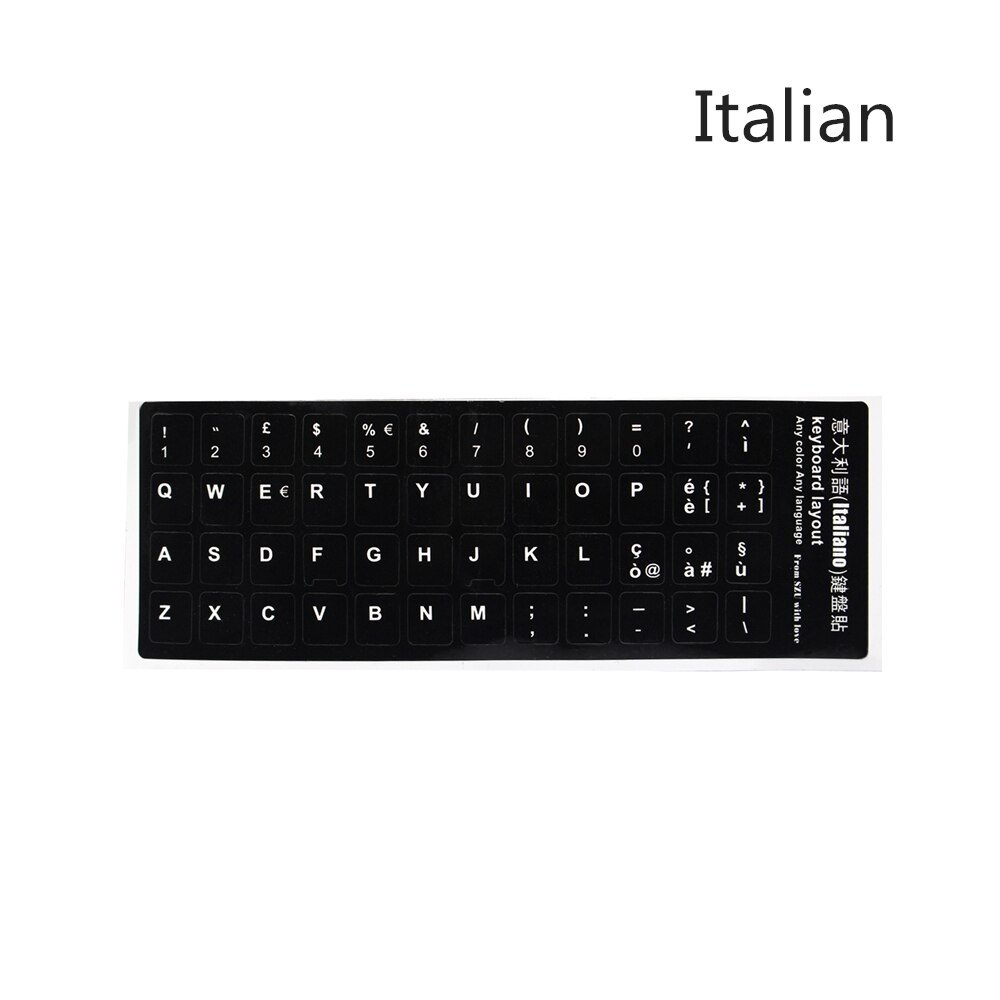 Pegatinas impermeables para teclado de ruso, español, alemán, hebreo, inglés francés, Letra de alfabeto, pegatina de en varios idiomas:  Italian