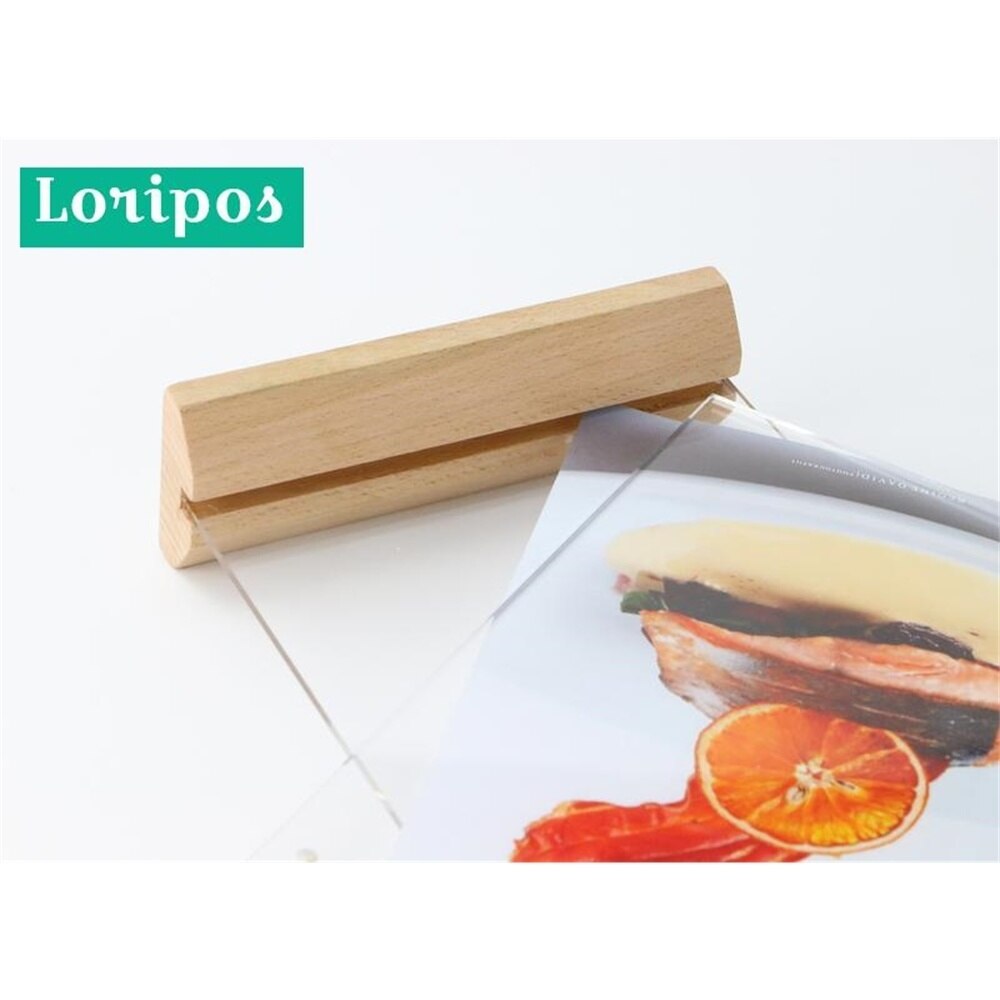 A6 Vertical Wooden Menu Card Stand Acrylic Poster Photo Picture Frame 10x15cm Acrylic Price Tag Display Rack Table Label Holder