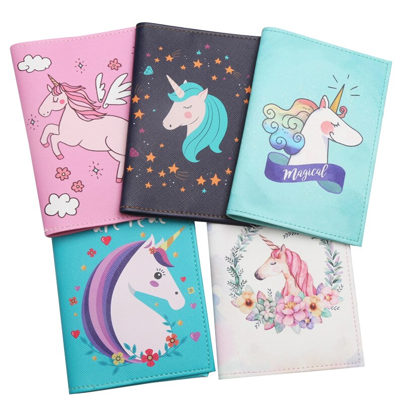 1pc Unicorn PU Leather Travel Passport Cover Cards Case Women Men Travel Credit Card Holder Travel ID&Document Passport Holder