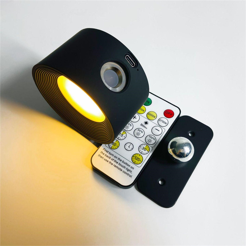 Usb genopladelig led-væglampe med touch- og fjernbetjening, trådløs vægmonteret væglampe til soveværelse, læselampe