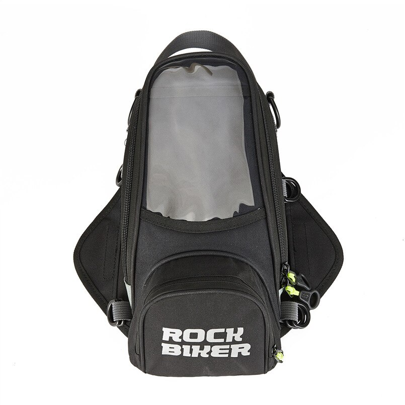 Rock Biker sac de Moto coffre de Moto | Sac de réservoir bagages magnétiques fixes, étui haut de randonnée avec housse de pluie: Black