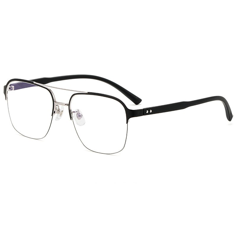 Lunettes optiques pour homme, monture complète Style pilote aviateur, Prescription avec Prescription, à la: Black Gray