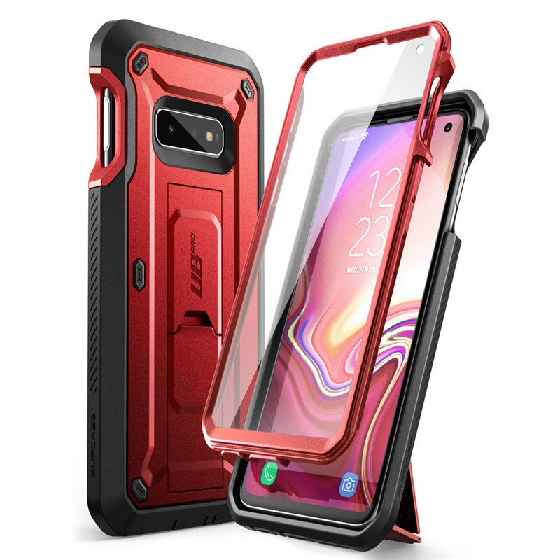 Supcase Voor Samsung Galaxy S10e Case 5.8 Inch Ub Pro Full-Body Robuuste Holster Case Met Ingebouwde screen Protector &amp; Kickstand: MetallicRed