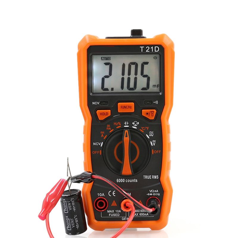 T21D Digital Multimeter DC/AC Voltmeter Handheld Diode NCV Tester 6000 Counts