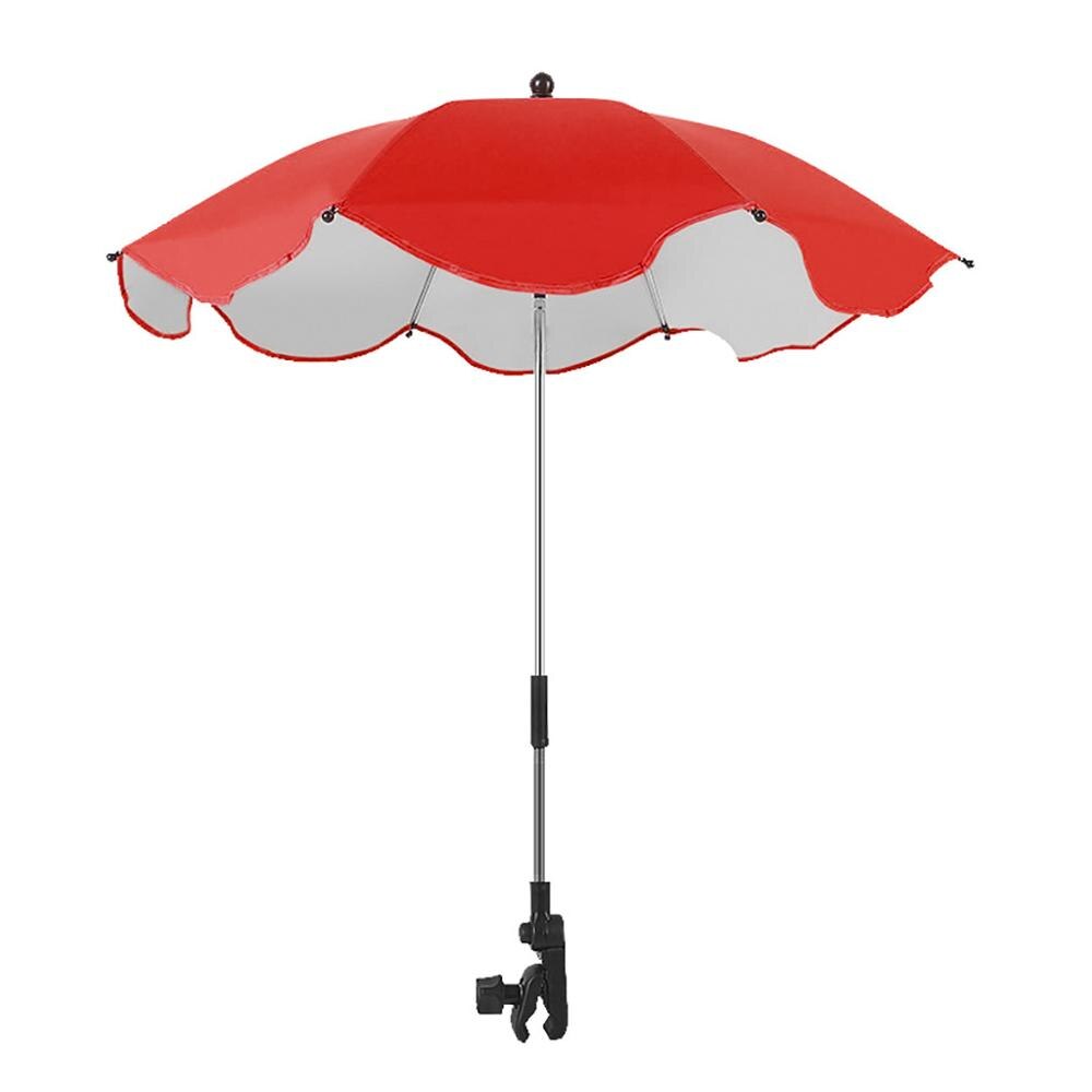 Universal baby barnevogn paraply skygge paraply uv parasol til klapvogn, klapvogn universal klemme solbeskyttelse paraply: Rød