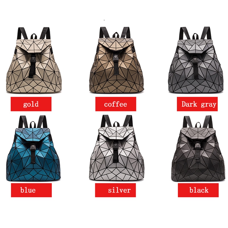 neue Frauen Hologramm Rucksack Geometrische Rucksäcke Mädchen Reisen Schulter Taschen Für Frauen Totes Luxus Schulter Tasche Silber