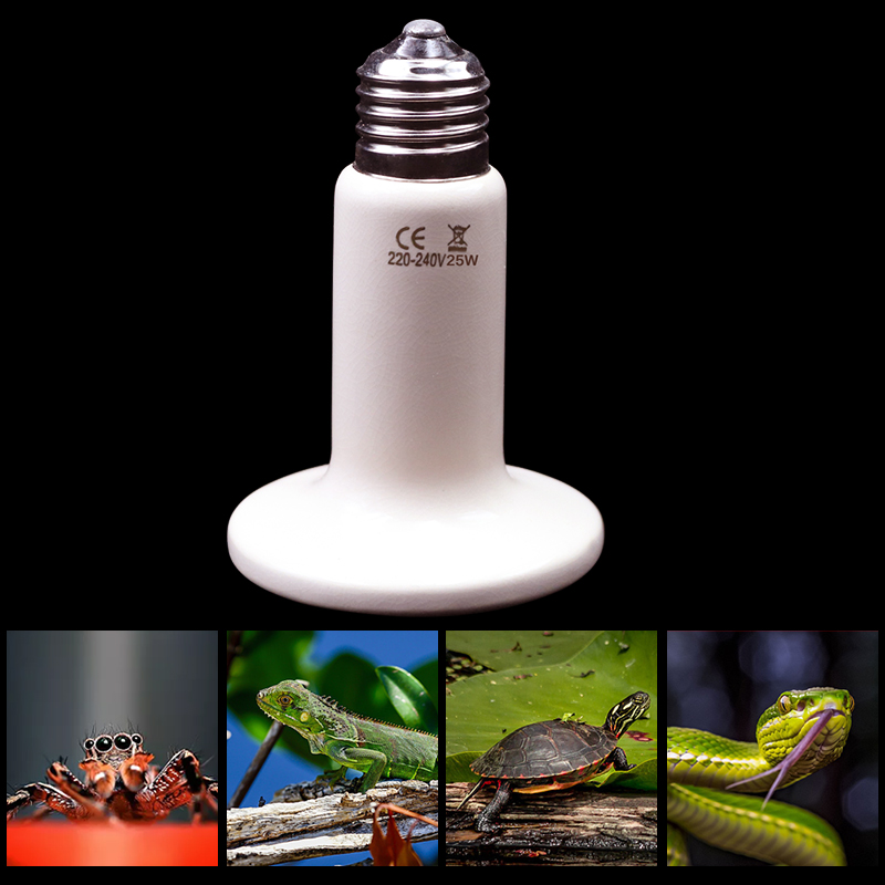 Lámpara de calefacción de cerámica infrarroja para reptiles, emisor de calor, Bombilla de cerámica de 220V, 25W, 50W, 75W, 100W, 150W, 200W