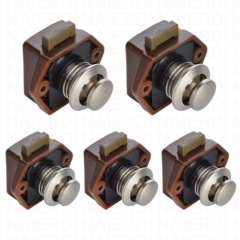 NAIERDI 5PCS Camper Car Push Lock RV Caravan Boat Motor Home Cabinet Drawer Latch Button Locks For Furniture Hardware: black