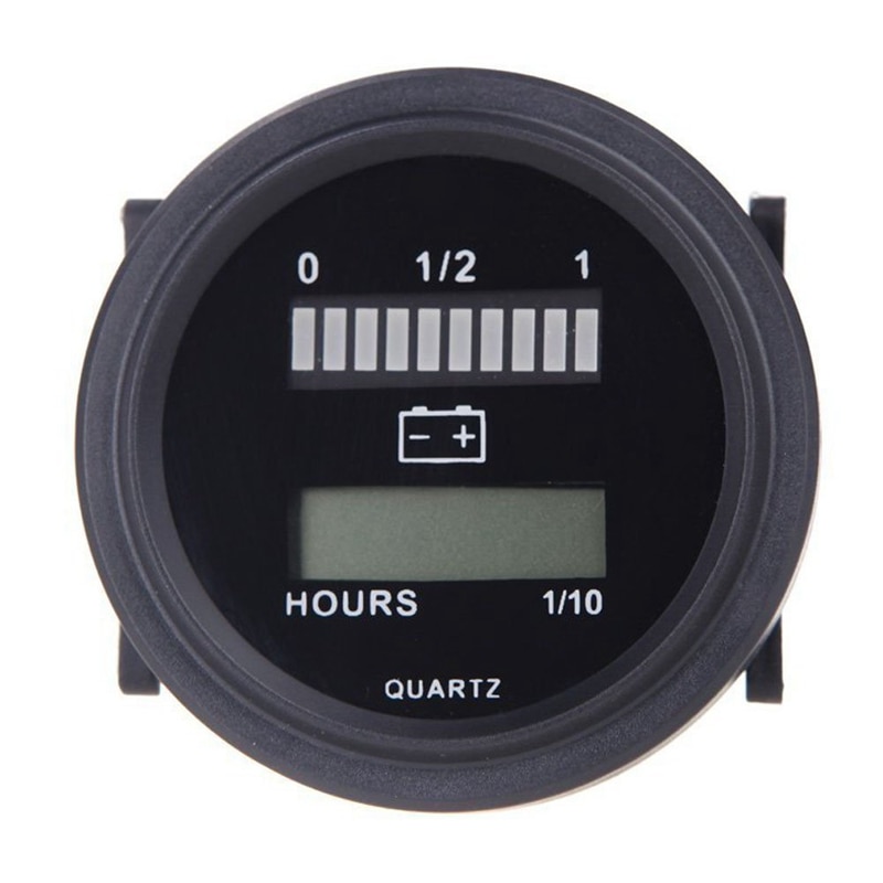 12V/24V/36V/48V/72V LED Digital Battery Status Charge Indicator with Hour Meter Gauge Black: Default Title