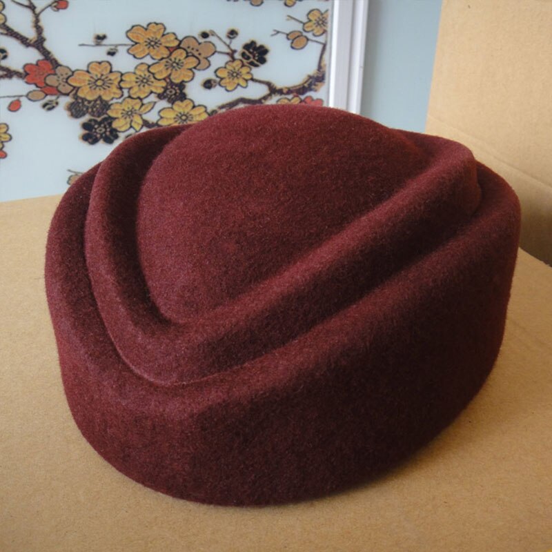 Gorro de lana pura , sombrero para azafata de 7cm de altura, pasador sólido, sombrero de cóctel, boina, Base para sombrero de mujer