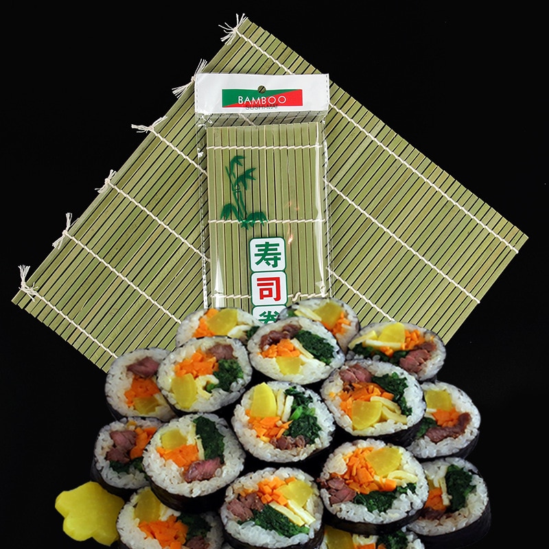 1Pcs Sushi Rolling Roller Bamboo Diy Sushi Mat Onigiri Rice Roller Hand Maker Sushi Gereedschap Keuken Japanse Voedsel Accessoires