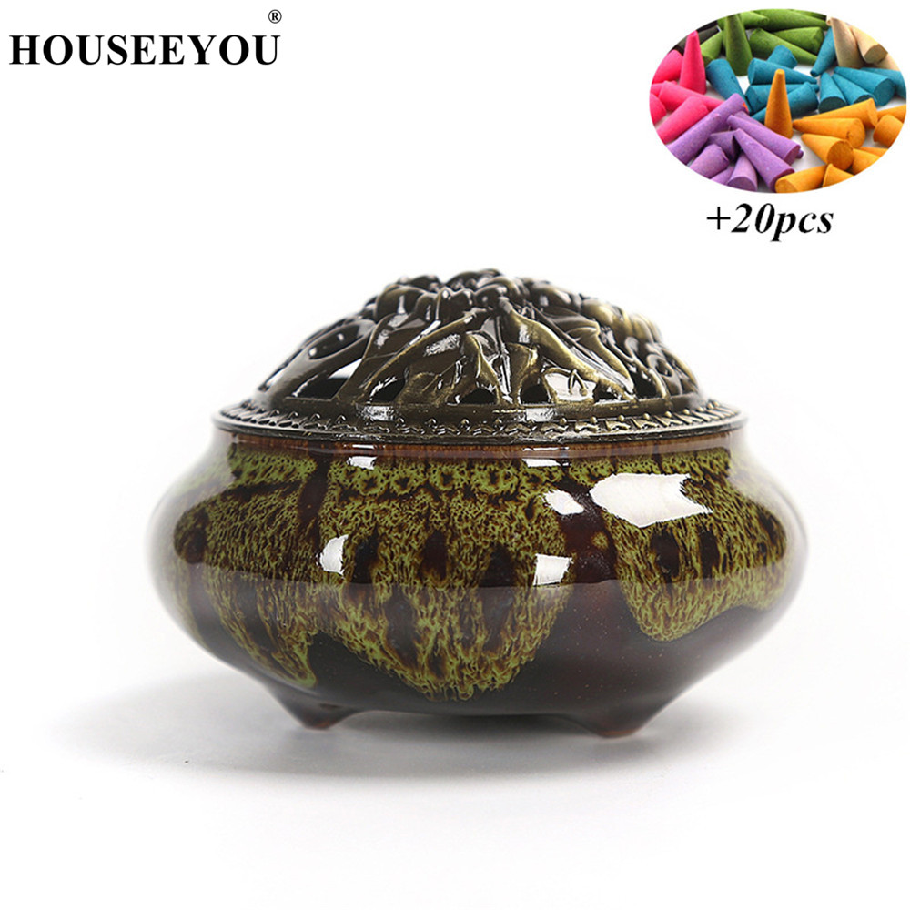 Duftlys aroma parfymekjegler spiralbrenner tårnlys velas røkelse røkelseskar komfyr ovn for hjemmekontor buddhistisk tempelbruk: Svart