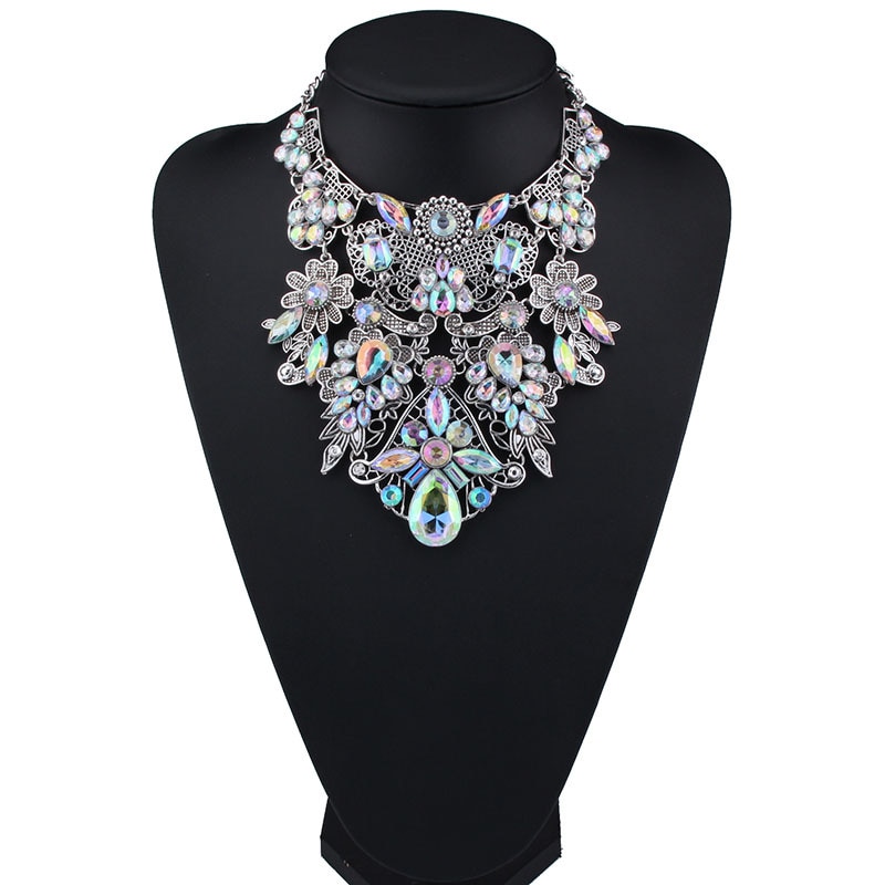 MYDANER-Collar grueso multicolor con diamantes de imitación para mujer, Gargantilla, joyería: C3