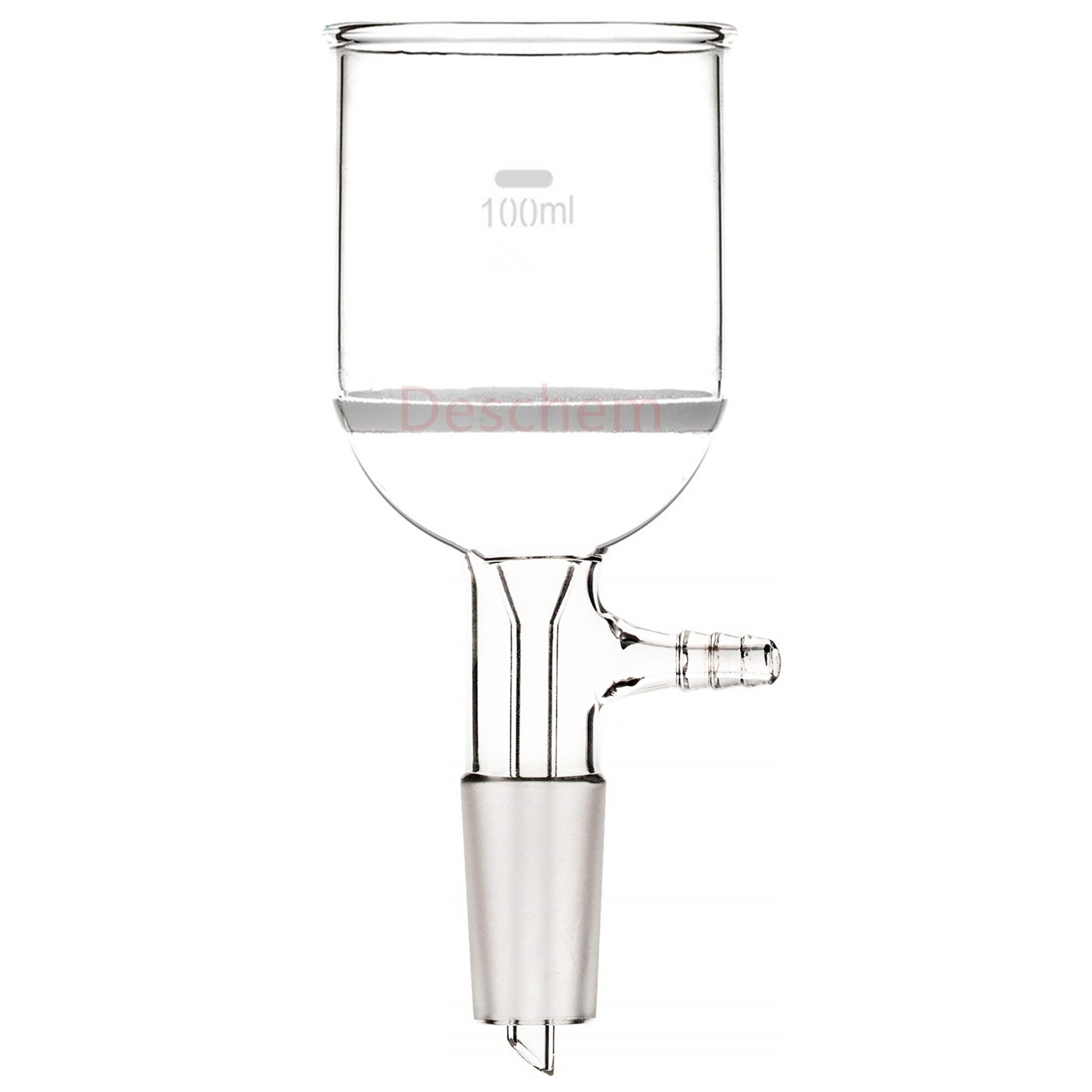 Embudo Buchner de 100ml de vidrio 24/40 con filtro grueso de núcleo y adaptador de vacío de filtración de 10mm