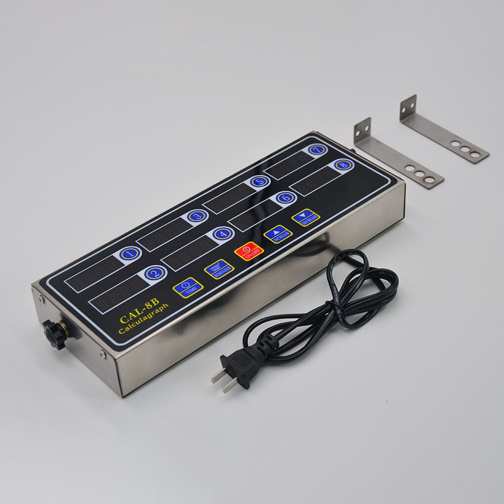 8 Channel Digital Kitchen Cooking Time Reminder Bakery Clock Loud Alarm Stainless Steel LED Display Timer US Plug