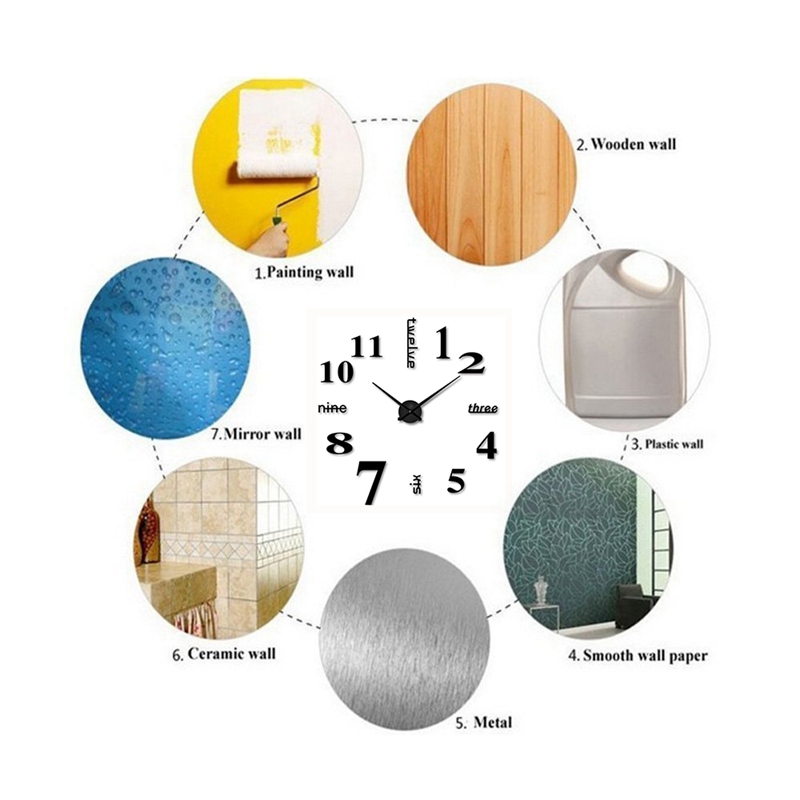 3D Diy Wandklok Modern Grote Acryl Klokken Home Sticker Room Decor Klok Op De Muur Nummers