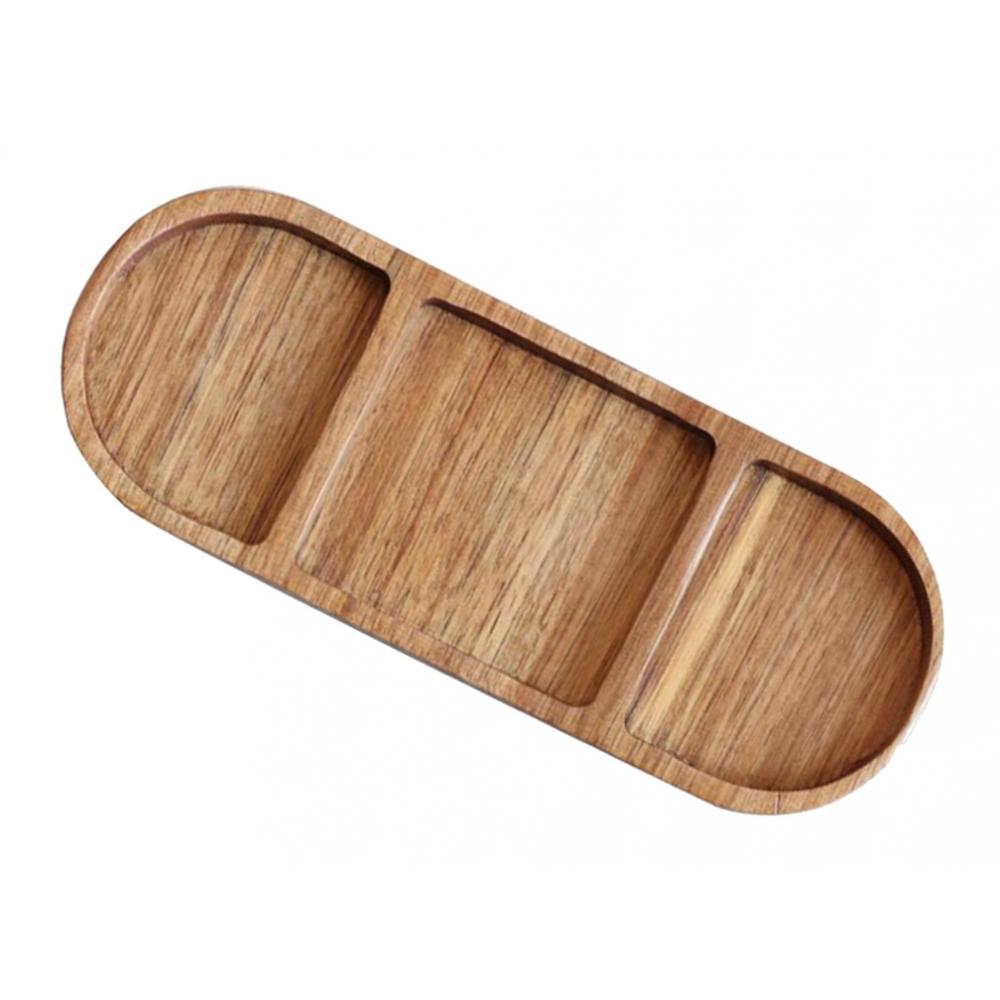 Divided Serving Tray Wooden Snacks Dish Tray For Home Kitchen Dining Room
