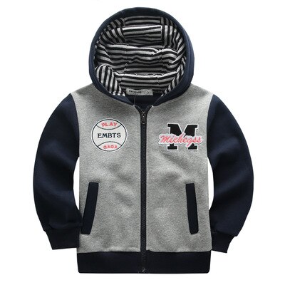 Børn sweater baby drenge piger forår og efterår lynlås hættetrøje børn letter fleece cardigan 2-6 år: Grå / 6