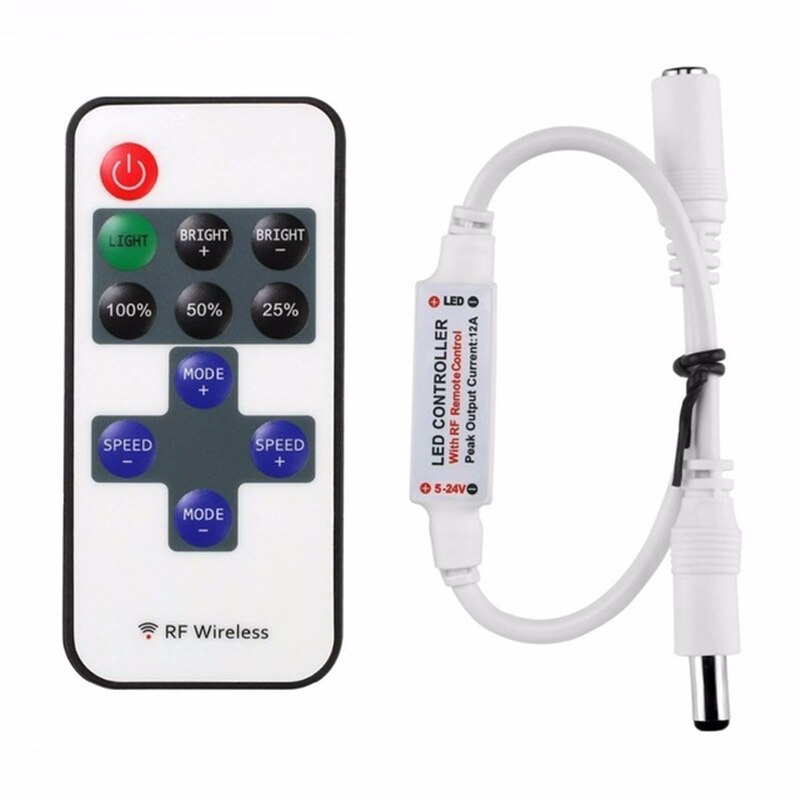1Pc Mini RF Wireless Led Remote Controller Led Dimmer Controller For Single Color Light Strip SMD5050/3528/5730/5630/3014
