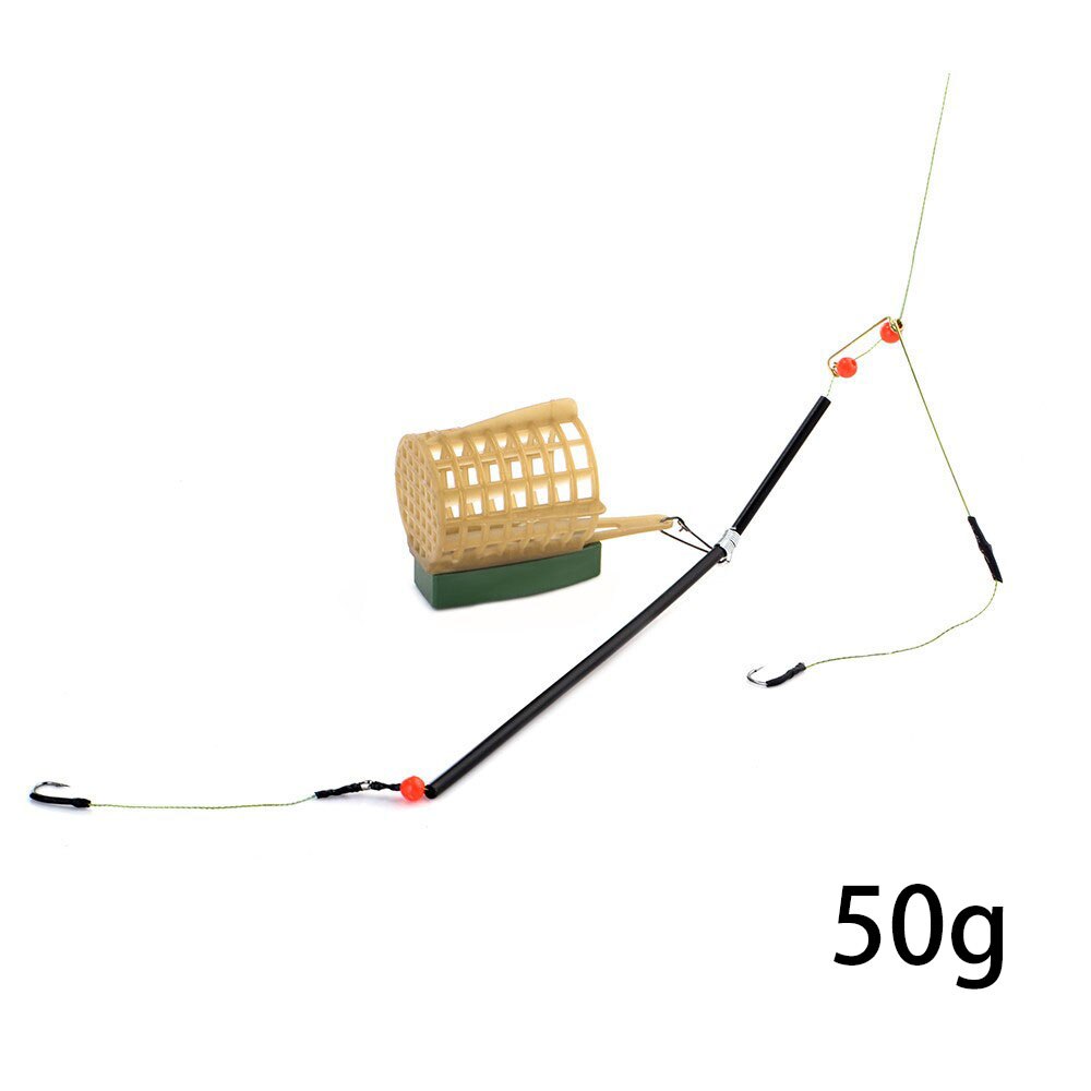 Fishing Groups 30/40/50/60/70/80g Single Jig Fish Hook Feeder Square And Cylindrical Metal Bait Cage Container: Red