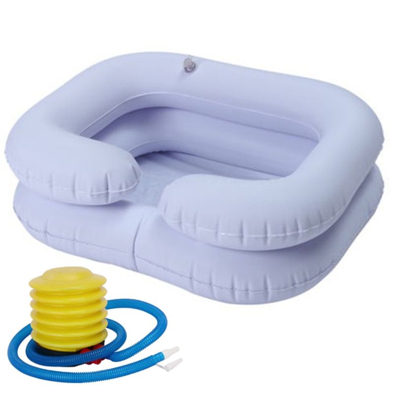 Inflatable Shampoo Basin for the Disabled Elderly Portable Hair Washing Basin Drain Tube Bed Rest Nursing Aid Sink