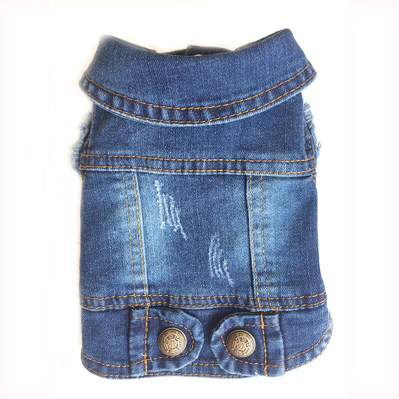 Veste en jean sans manches pour chien, vêtement pour animaux de compagnie, petit et moyen gabarit, veste de Cowboy, Chihuahua, Pitbull: Vintage Denim Jacket / XXL