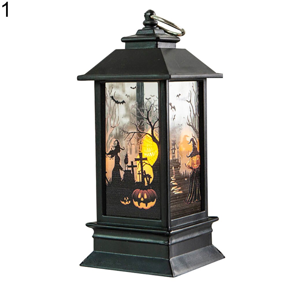 Halloween dekoration rekvisitter førte stearinlys lys vintage slot flagermus græskar lanterne lampe flamme skræmmende halloween fest forsyninger: 1