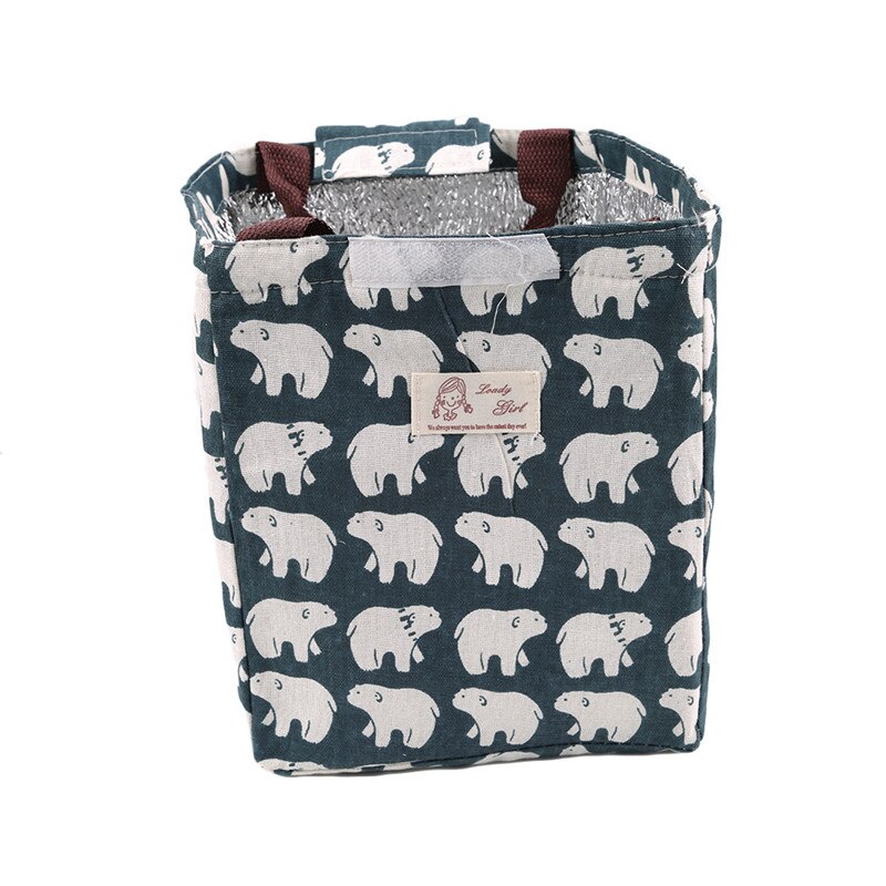 Female Lunch Food Box Bag Insulated Thermal Food Picnic Lunch Bags For Women Kids Men Cooler Tote Bag Case: Polar bear