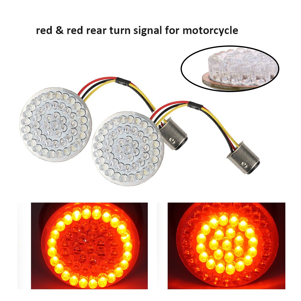 1Pair Motorcycle Led Turn Signals Kit for Harley Road Glide Touring Sportster with 1156 1157 Base White/Amber Led Turn Signal: red red A