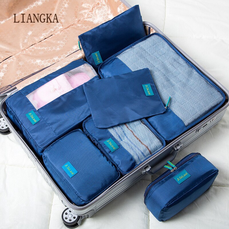 7pcs/set Men Travel Bag Sets Waterproof Packing Cube Portable Clothes Sort Case Women Luggage Organizer Bag Accessories