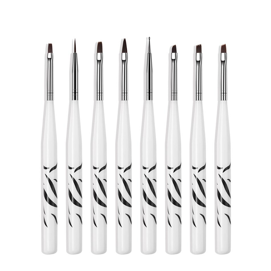 ROHWXY-Juego de brocha de pintura de uñas, 12 Uds. Gradiente de de uñas con efecto de pinceles para poligel, herramientas de manicura, cepillo: 8 Pcs Zebra