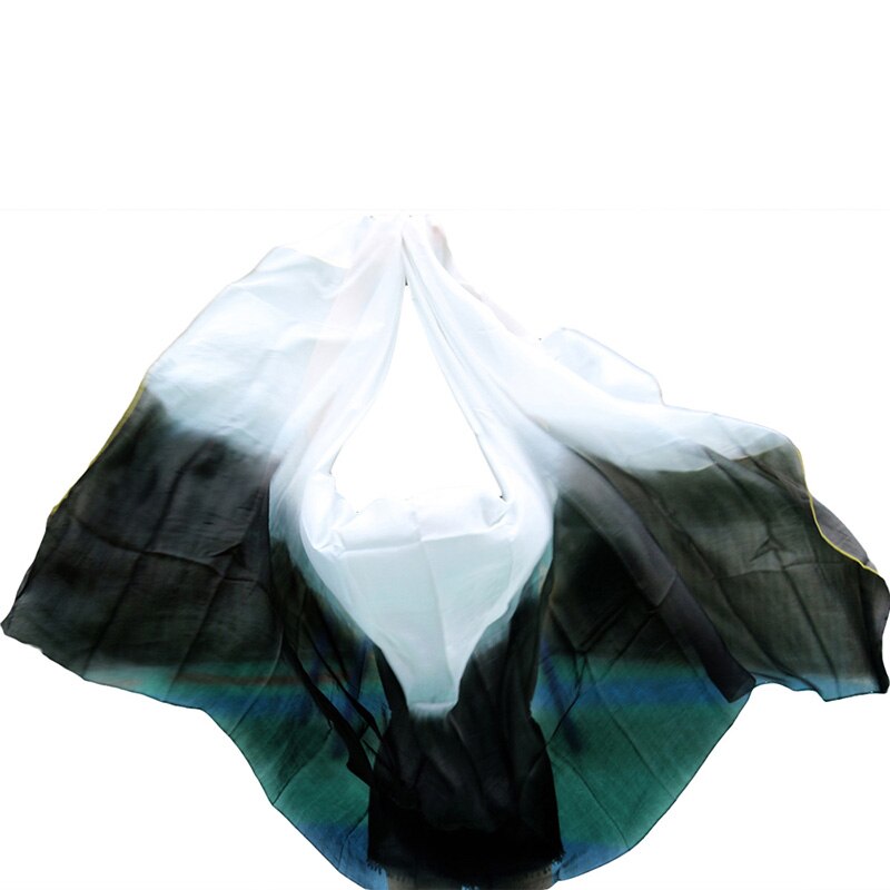 Belly Dance Props Women Belly Dance Silk Veils Belly Dance Veil For Girls Belly Dance Silk Veils white+black: 4XL-300x114cm