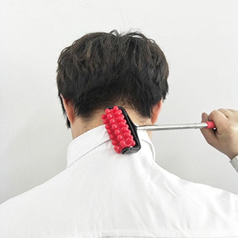 Rodillo masajeador de espalda telescópico, rascador de espalda práctico de acero para aliviar el estrés, herramientas de relajación corporal, Color de oficina, 1 ud., al azar