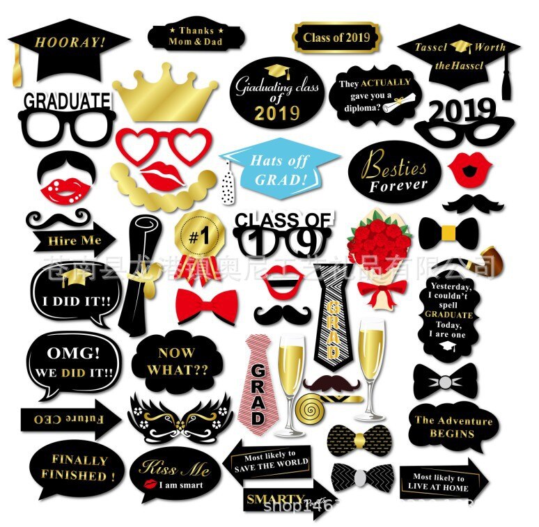 graduation ceremony party photos props paper beard paper frame Funny photo props graduation photo frame: 50pcs