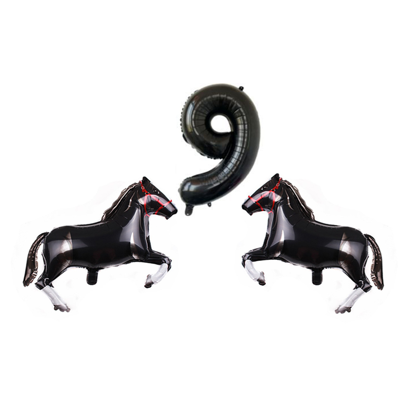Decorazione per feste a tema cavallo impostato di palloncini con numero di cavallo Stoviglie usa e getta Tema cowboy Compleanno Forniture per bambino doccia Bomboniera per bambini: Arancione
