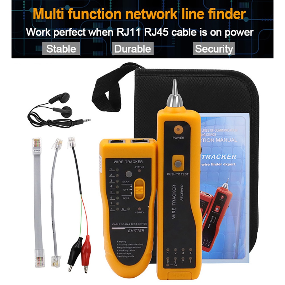 Lan netværkskabeltester diagnosticere tone cat 5 cat 6 rj45 utp stp line finder  rj11 telefon telefon wire tracker tracer